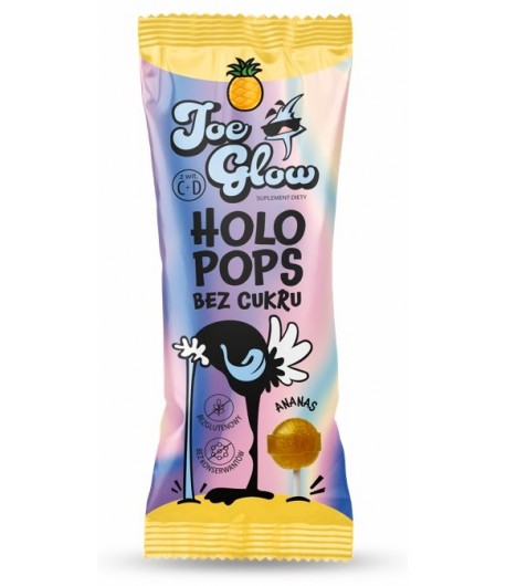 HOLOPOPS lizak kulka bez cukru o smaku ananasowym - Joe Glow 8 g