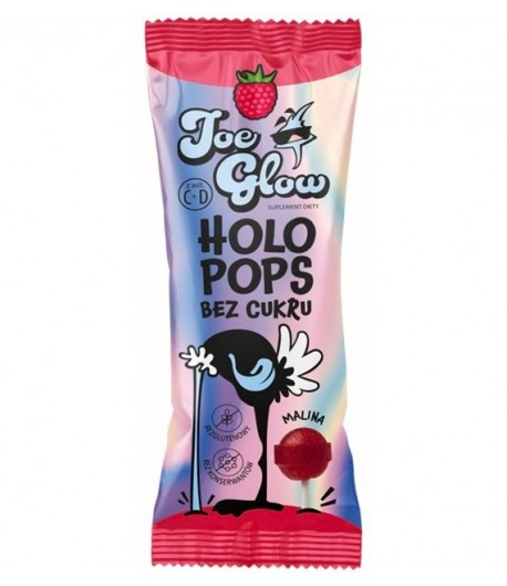 HOLOPOPS lizak kulka bez cukru o smaku malinowym - Joe Glow 8 g