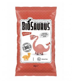 Dinozaury o smaku ketchupowym Chrupki kikurydziane bezglutenowe BIO - BIOSAURUS 50 g