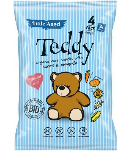 Chrupki kukurydziane TEDDY marchew i dynia od 7 miesiąca bezglutenowe BIO 4x15g - McLLOYD'S 60 g