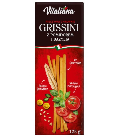 Paluszki grissini z pomidorami i bazylią - Vitaliana 125 g