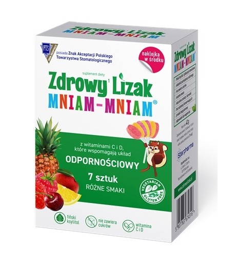 Zdrowy Lizak Mniam - Mniam mix smaków z witaminami na odporność bezglutenowy (7x6g) - Starpharma 7 szt.