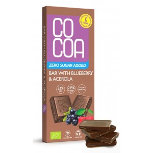 Czekolada Jagodowa z witamną C z aceroli bez dodatku cukru BIO - COCOA 40 g