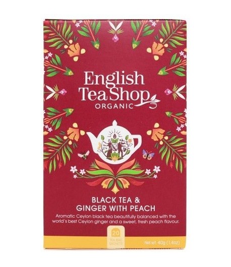 Herbata czarna z imbirem i brzoskwinią ( 20X2) BIO - ENGLISH TEA SHOP ORGANIC 40 g