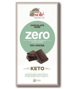 Czekolada gorzka 72% kakao bez dodatku cukru ze stewią KETO - Chocolates Sole 100 g