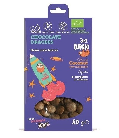 Wegańskie draże czekoladowe bezglutenowe BIO - SUPER FUDGIO 80 g