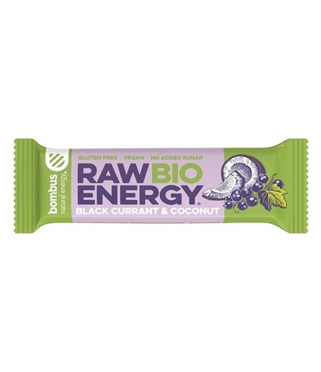 Baton RAW ENERGY czarna porzeczka-kokos bezglutenowy BIO - bombus 50 g