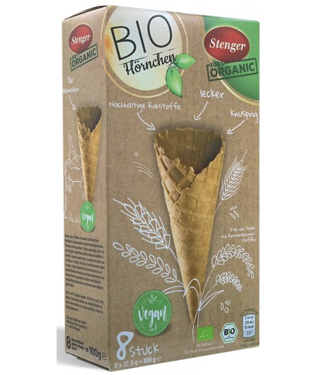 Rożki waflowe do lodów BIO (8x12,5g) - Stenger 100 g
