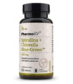 Spirulina + Chlorella BLUE-GREEN bezglutenowa - PHARMOVIT 180 tabletek