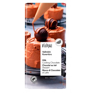 Czekoladowa Kuwerura Mleczna do gotowania BIO - VIVANI 200 g