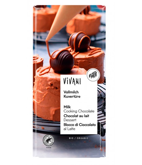 Czekoladowa Kuwerura Mleczna do gotowania BIO - VIVANI 200 g