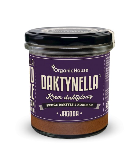 Krem KOKOS - DAKTYLE MEDJOOL - JAGODA bezglutenowy BIO - ORGANICHOUSE (DAKTYNELLA) 280 g