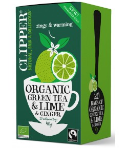 Herbata Zielona z LIMONKĄ I IMBIREM FAIR TRADE BIO (20 x 2 g) - CLIPPER 40 g