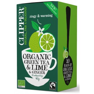 Herbata Zielona z LIMONKĄ I IMBIREM FAIR TRADE BIO (20 x 2 g) - CLIPPER 40 g