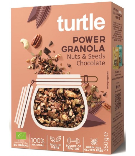 Granola czekoladowo - orzechowa z nasionami bezglutenowa BIO - TURTLE 350 g