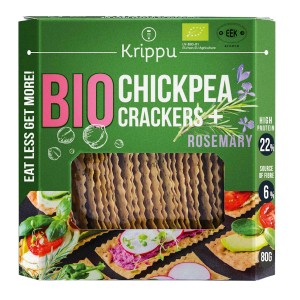 KRAKERSY PROTEINOWE Z CIECIERZYCY Z ROZMARYNEM BIO - KRIPPU 80 g