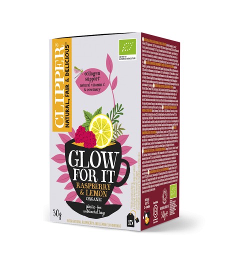 Herbatka o smaku Malinowo - Cytrynowym na piekna skórę(GLOW FOR IT) (15 x 2 g) BIO - CLIPPER 30 g