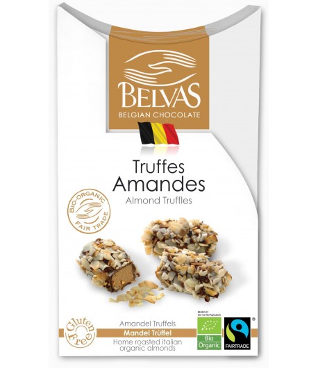 Belgijskie czekoladki trufle z migdałami Fair Trade bezglutenowe - Belvas 100g