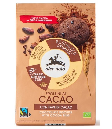 Ciastka Kakaowe z Ziarnami Kakao FAIR TRADE BIO - alce nero 250g