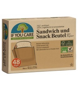 Papierowe torebki na kanapki i przekąski - kompostowalne - IF YOU CARE 48 szt.