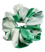 Satynowa scrunchie - biel i zieleń - BoMoye