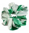 Satynowa scrunchie - biel i zieleń - BoMoye
