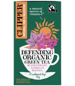 Herbata Zielona z Czarną Porzeczką, Acerolą, i Matchą (20 x 2 g) - odporność - FAIR TRADE BIO - CLIPPER 40g