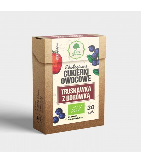 Truskawka z Borówką Cukierki owocowe BIO - Dary Natury 30  g